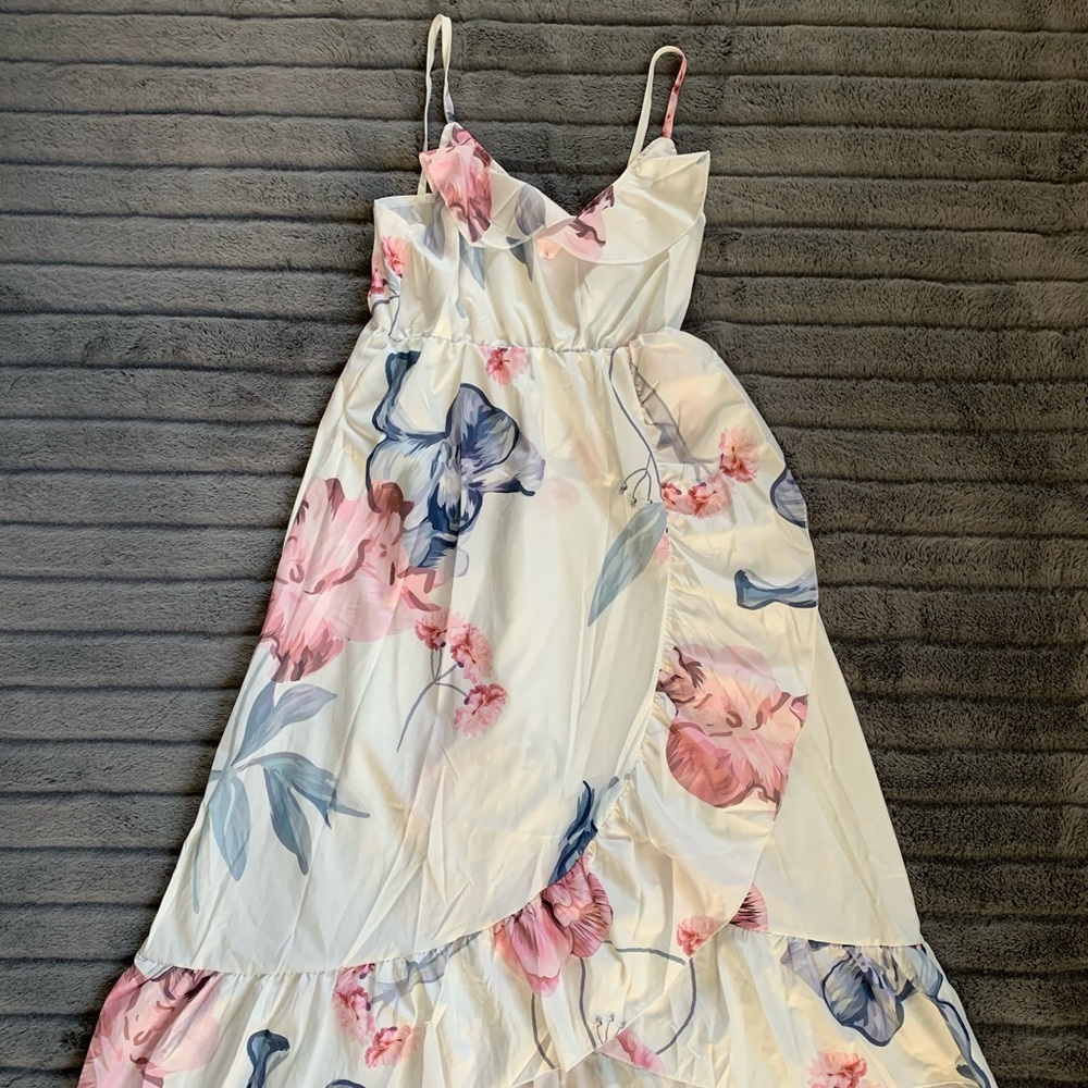 Lukalula High-Low Ruffle Hem Floral Dress (maternity/gender reveal)
